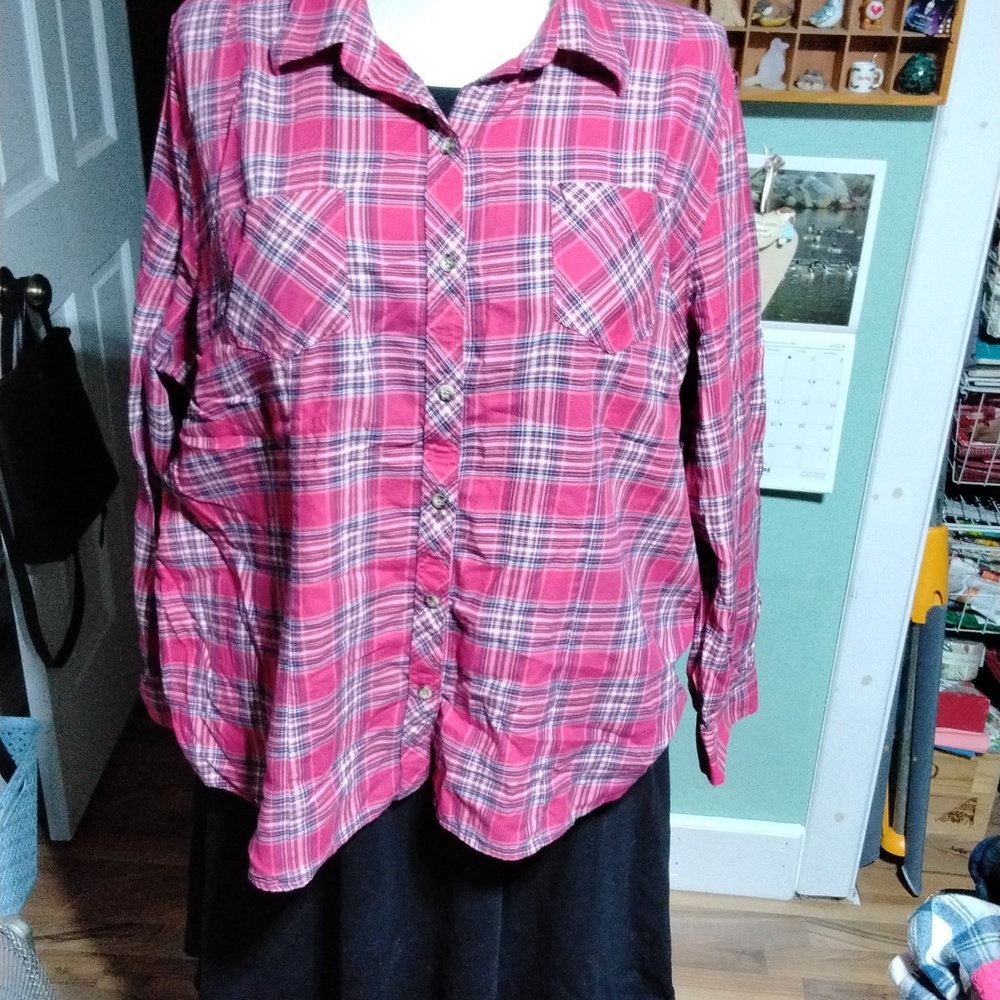 LLBean red plaid light weight 2x shirt